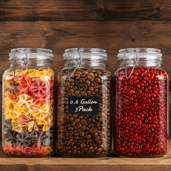 78oz*3 Square Glass Food Storage Jars, Pantry Organization for Bulk Staples