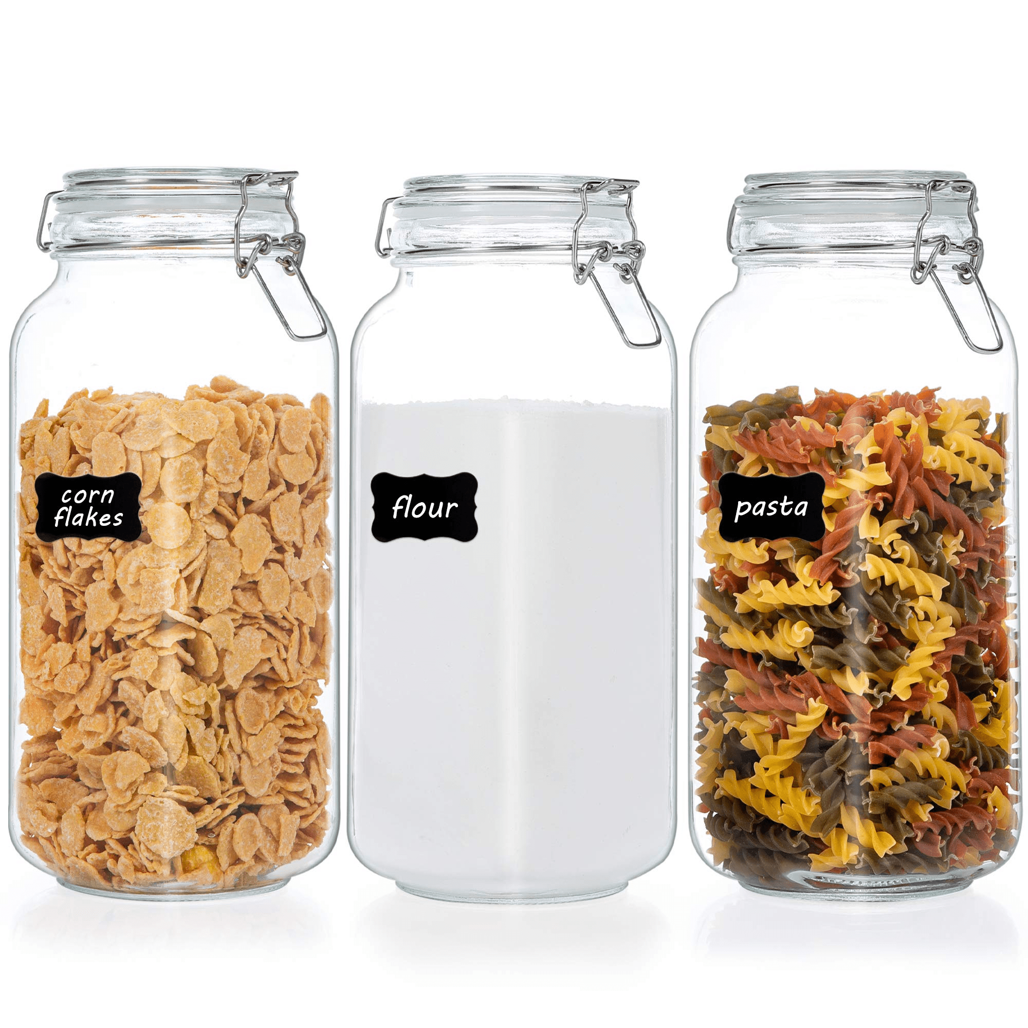 78oz Airtight Glass Jars with Lids, Vtopmart 3 PCS Food Storage Canister,  Square Mason Jar Containers