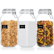78oz Airtight Glass Jars with Lids, Vtopmart 3 PCS Food Storage Canister, Square Mason Jar Containers
