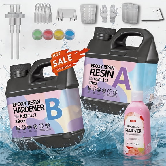 78oz Crystal Clear Epoxy Resin Kit With Free 250ml Resin Cleaner & 6 Pearlescent Powders, 1:1 Mix Ratio, Beginner-Friendly, Ideal For Pendants, Coasters & Crafts, Perfect Gift For Mother's Day & Gra