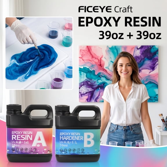 78oz Fast-Curing Epoxy Resin Kit, Crystal Clear, Bubble-Free, Non-Yellowing, Ideal For Resin Mold Making, 2-Part Epoxy Resin AB Glue, Perfect For Coating, Casting, River Tables, And DIY Crafts.Ideal