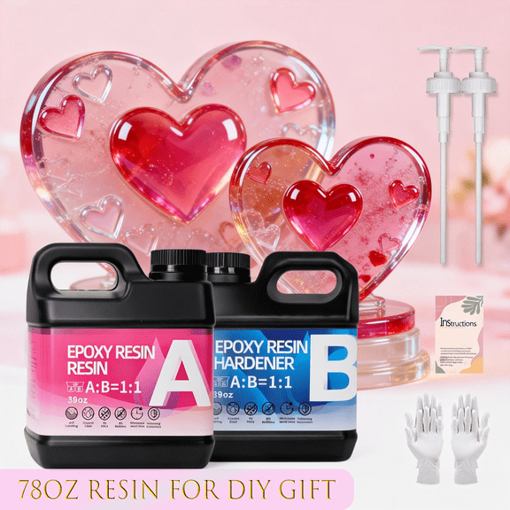 78oz High Transparent Epoxy Resin Crystal Clear, Non-Yellowing, Bubble-Free, Self-Leveling, Easy 1:1 Mix For Casting & Coating | Perfect For DIY Jewelry, Art Resin, Valentine's Day & Holiday Gift Mak