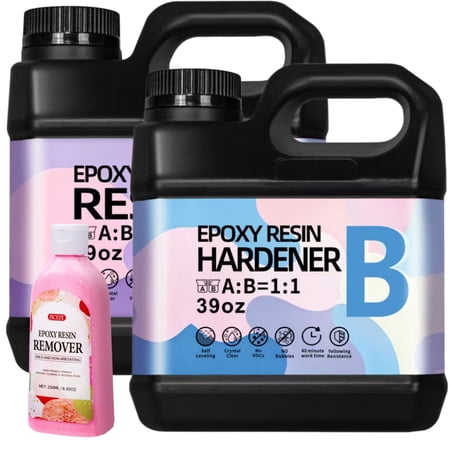 78oz Ultra Clear Epoxy Resin Kit With 250ml Epoxy Remover Cleaner, Bubble-Free Anti-Yellow Self-Leveling Fast Cure 2-Part Epoxy For Coating, Casting, Countertops, River Tables, Resin Molding & Handic