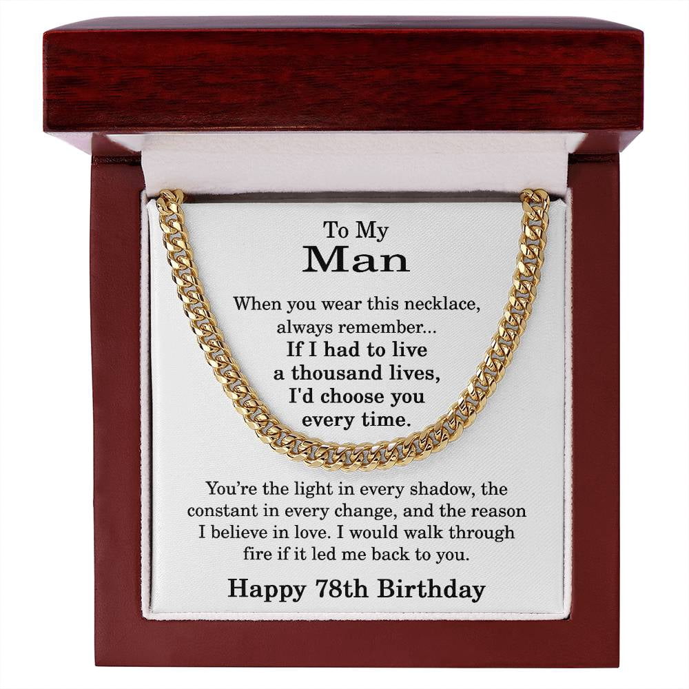 78th Birthday Gift for Him, 78th Birthday Necklace for Men, Adjustable ...
