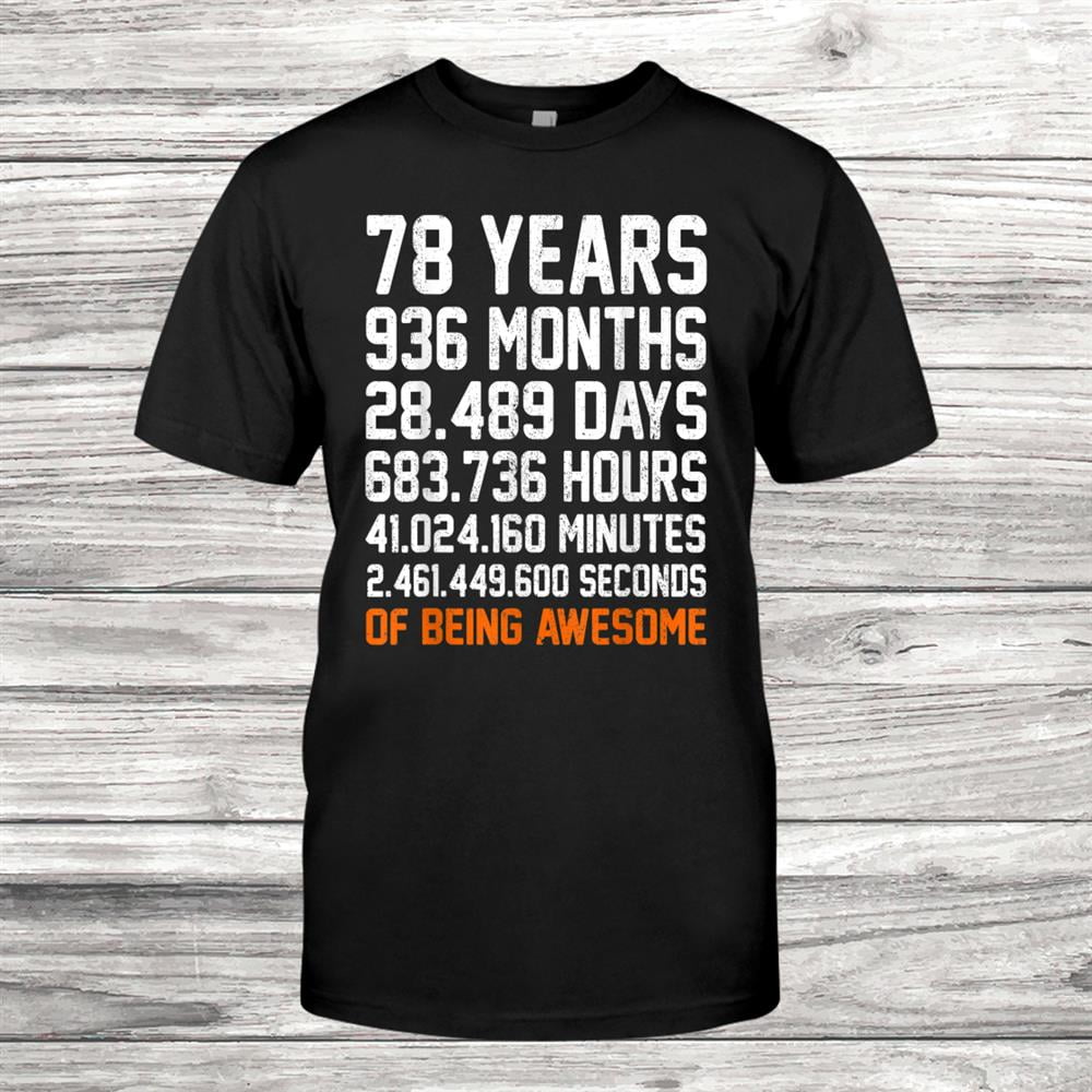 78th Birthday Gift8 Years Old Vintage Retro 936 Months Shirt Gift Black