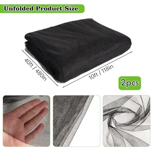 78x10Ft Mosquito Netting Garden Mesh Netting, Fly Bird Net Barrier Hunting Blind Plant Protecting Net, 3x24m,Black