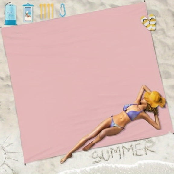 78x81 Inch Sandproof Waterproof Beach Blanket - Fits 15 Adults, Lightweight & Durable for Travel, Camping, Picnics - Vibrant Summer Design, Compact & Easy Carry