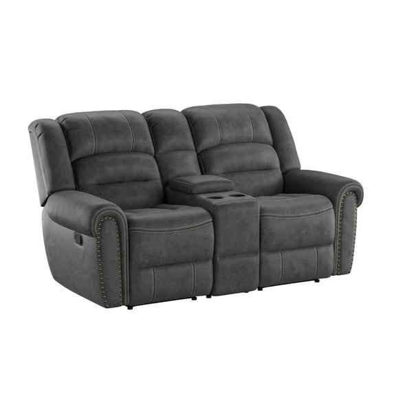 79.1" Reclining Console Loveseat, Manual Recliner Sofa with Storage Box & Built-in Cup Holders for Living Room