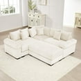 thumbnail image 1 of 79.1''x79.1'' Oversized Cloud Modular Sectional Sofa|Convertible Corduroy Couch with Ottoman|Deep Seat|Extra-Wide Armrests|Ergonomic Design|Easy Assembly|for Living Room,Apartment - Beige, 1 of 9