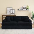 thumbnail image 1 of 79.3" Corduroy Sofa, Compact 3-Seater Couch with Plush Pillows - Perfect for Small Apartments, Home Offices, or Living Rooms - Durable Corduroy Fabric, Easy Assembly, Black, 1 of 8