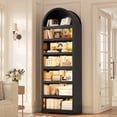 thumbnail image 1 of 79.4" Tall Arched Cabinet, Modern 7-Tier Bookshelf with RGB Light and Adjustable Shelf for Living Room, Kitchen, Home Office, Black, 1 of 9