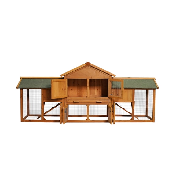 79.5" Extra Large Chicken Cage with 2 Runs, Small Animal Habitats, Removable Tray, Two Tier Waterproof Roof, Poultry Pen Enclosure
