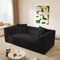 thumbnail image 1 of 79.5'' Futon Sofa Bed, Foldable Sleeper Sofa, Chenille Boneless Couch, 3-in-1 Modern Convertible Loveseat with 2 Pillows, Deep Seat, Folding Couches for Living Room, Apartment, Bedroom, Black, 1 of 9