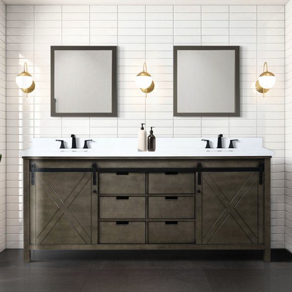 79.5 - inch Rustic Brown Vanity | Ideal for Double Bathroom Use | Fully Assembled for Immediate Use