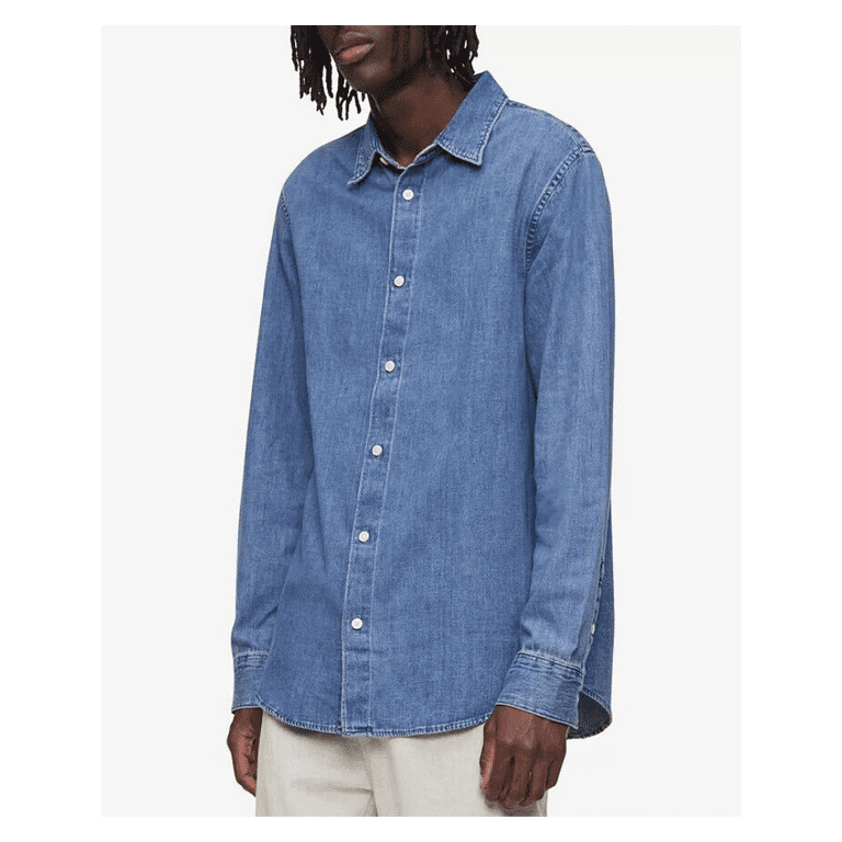 79.50 Calvin Klein Jeans Men s Vintage Indi Denim Shirt Blue Size XL Walmart