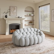 80" Bubble Couch Modern, Oversized Curved Couches, Lazy Floor Sofa, Light Gray Bubble Couch, Upholstered Comfy Mesh Fabric 3D Honeycomb Shape Loveseat Couches for Living Room, Office, Apartment