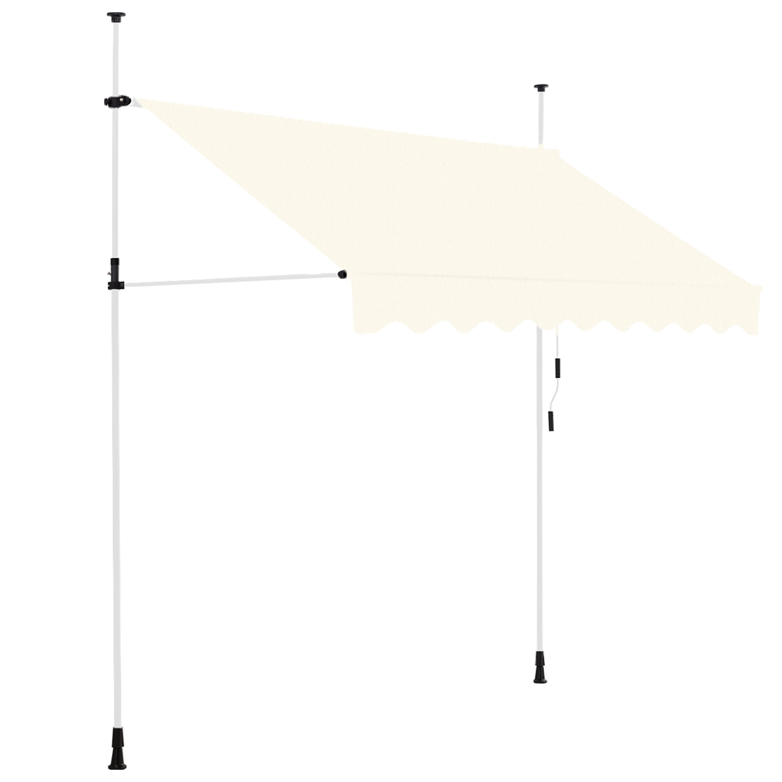 Beige Aluminum Manual Retractable Awning for Patio, 118" x 79"