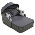thumbnail image 1 of 79.9" Outdoor Sunbed with Adjustable Canopy, Double lounge with PE Rattan Daybed, Gray Wicker And Cushion, Patio Furniture Set for Garden, Backyard, Gray, 1 of 7