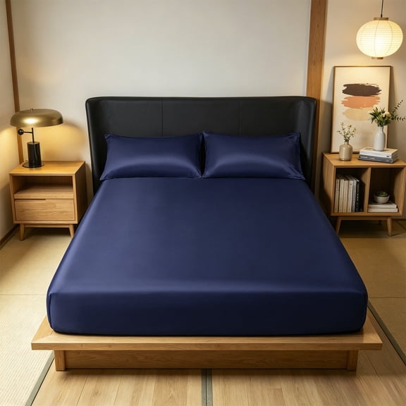 79.92x77.95 in Summer Ice Silk Fiber Fitted Sheet, Full Size Deep Pocket, Ultra Soft Luxury Cooling Breathable Full Coverage Bottom Bed Sheet, Hotel Quality Bedding