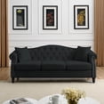 thumbnail image 1 of 79" Chesterfield Sofa Black Velvet for Living Room, 3 Seater Sofa Tufted Couch with Rolled Arms and Nailhead for Living Room, Bedroom, Office, Apartment, Two Pillows (Black), 1 of 11