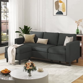 Walsunny 73.6" Convertible Sectional Sofa Couch L Shaped Couch Reversible Chaise for Small Living Room Apartment,Dark Gray