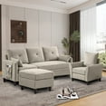 thumbnail image 1 of 79" Convertible Sectional Sofa Set, Small L Shaped 3-Seat Couch with Reversible Chaise and Accent Chair, Modern Linen Sofas Couches for Living Room, Beige, 1 of 7