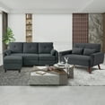 thumbnail image 1 of 79" Convertible Sectional Sofa Set, Small L Shaped 3-Seat Couch with Reversible Chaise and Accent Chair, Modern Linen Sofas Couches for Living Room, Dark Grey, 1 of 7