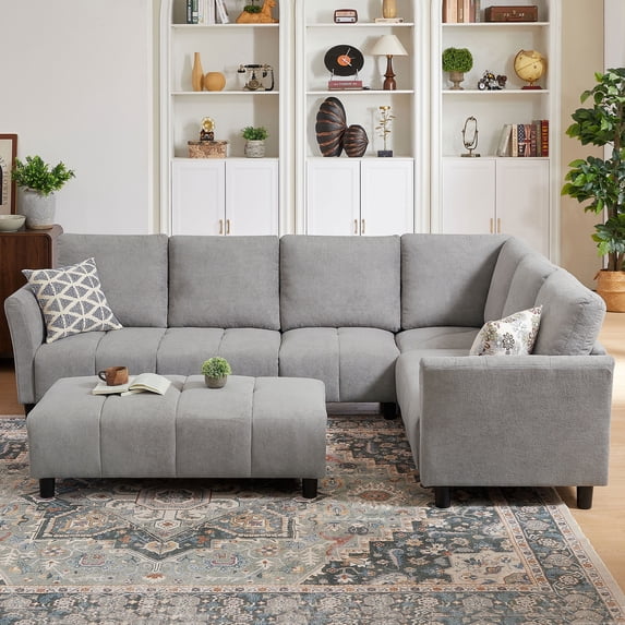 79" Convertible Sectional Sofa Set, Small L Shaped 3-Seat Couch with ...