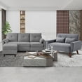 thumbnail image 1 of 79" Convertible Sectional Sofa Set, Small L Shaped 3-Seat Couch with Reversible Chaise and Accent Chair, Modern Linen Sofas Couches for Living Room, LightGrey, 1 of 7