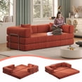 thumbnail image 1 of 79" Convertible Sofa Bed CARZZI LIFE Compressed Floor Boneless Couch Modular Corduroy Sleeper Sofa, Folding Mattress Couch for Small Spaces - No Assembly Needed in Orange (Includes 2 Pillows), 1 of 9