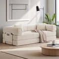 thumbnail image 1 of 79" Convertible Sofa Bed ,CARZZI LIFE Compressed Floor Boneless Couch Modular Corduroy Sleeper Sofa, Folding Mattress Couch for Small Spaces - No Assembly Needed in Beige with Storge, 1 of 13