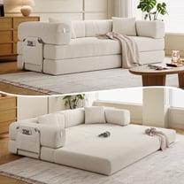 79" Convertible Sofa Bed ,CARZZI LIFE Compressed Floor Boneless Couch Modular Corduroy Sleeper Sofa, Folding Mattress Couch for Small Spaces - No Assembly Needed in Beige with Storge