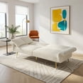 thumbnail image 1 of 79" Corduroy Sofa Bed, Foldable Double Sofa Bed with Folding Armrests, Convertible Couch for Living Room & Small Spaces, White, 1 of 15