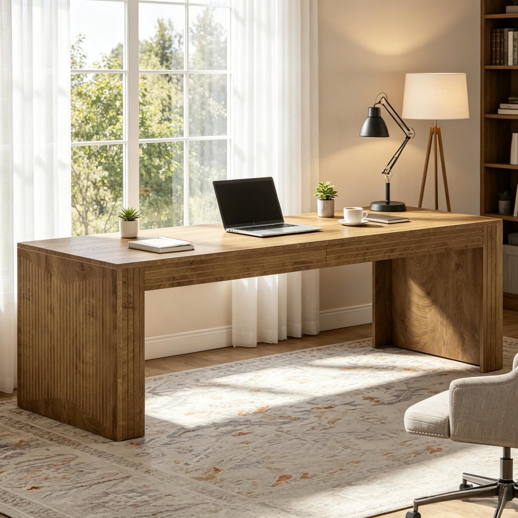 79" Double Computer Desk Two Person Design