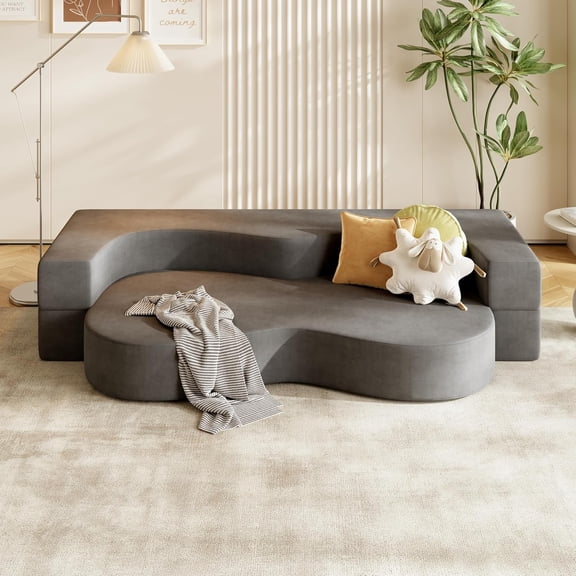 79" Folding Sofa Bed, Queen Velvet Floor Sofa Bed, 3-in-1 Fold Out Couch with High-Density Foam, Convertible Large Foldable Couch Sleeper Lounge for Guest Room(Gray)