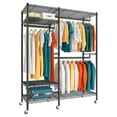 79" H Clothes Rack Heavy Duty Clothing Rack with Wheels Loads 650LBS
