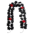 thumbnail image 1 of 79-Inch Black Leaf Red Rose Vine, PE Material, Gothic Dark Romance, Halloween Table Party Home Decor, 1 of 8