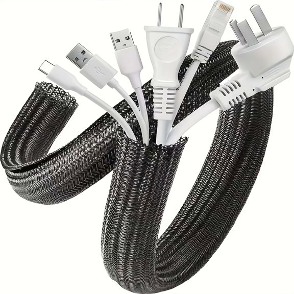 79-Inch Cable Management Sleeve Organizer Protector for PC Computer Car Home Theater Electronics Cord Wrap