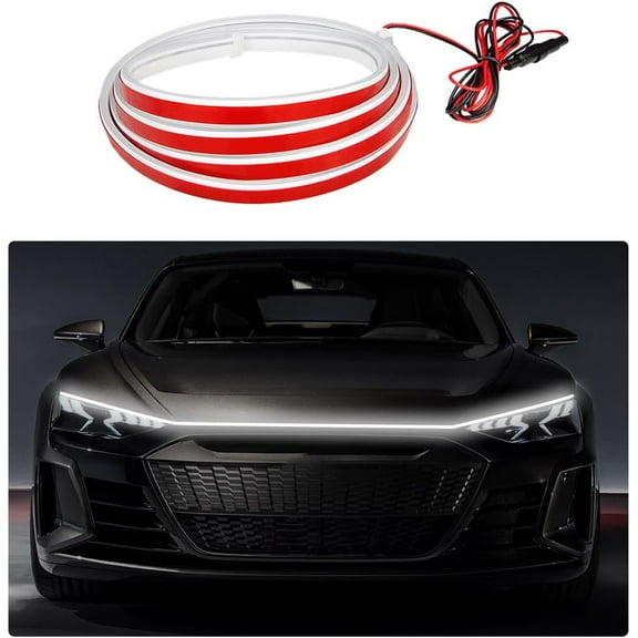79 Inch Car Hood Light Strip, Exterior Flexible Daytime LED Running Light, Waterproof Auto LED Strip Light with Dynamic Scan Start-up Effect, Car Accessories for SUV Truck (White)