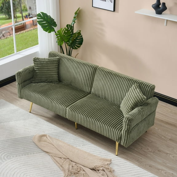 79 Inch Folding Sofa Couch, Foldable Sofa Bed with Folding Armrests, Sleeper Couch Daybed Floor Sofa Lounge for Living room Bedroom Apartment, Green
