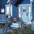 thumbnail image 1 of 79 Inch Giant Light Up Hairy Spider Halloween Decor, Bendable Legs Large Scary Furry Spider with Orange LED Lights, Outdoor Indoor Yard Porch Haunted House Party Decoration Prop,B, 1 of 7
