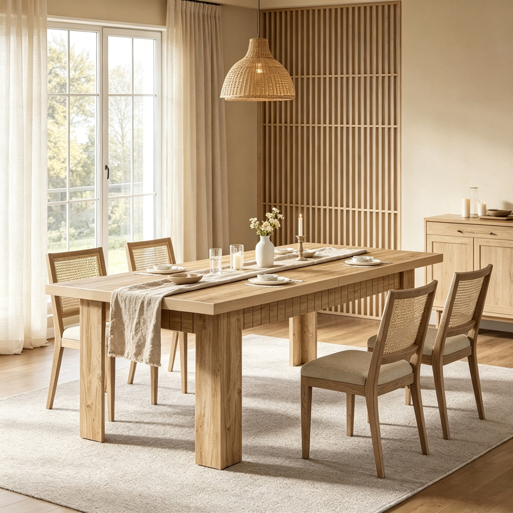 79 Inch Rectangular Dining Table for 6 to 8 People, MDF Kitchen Table