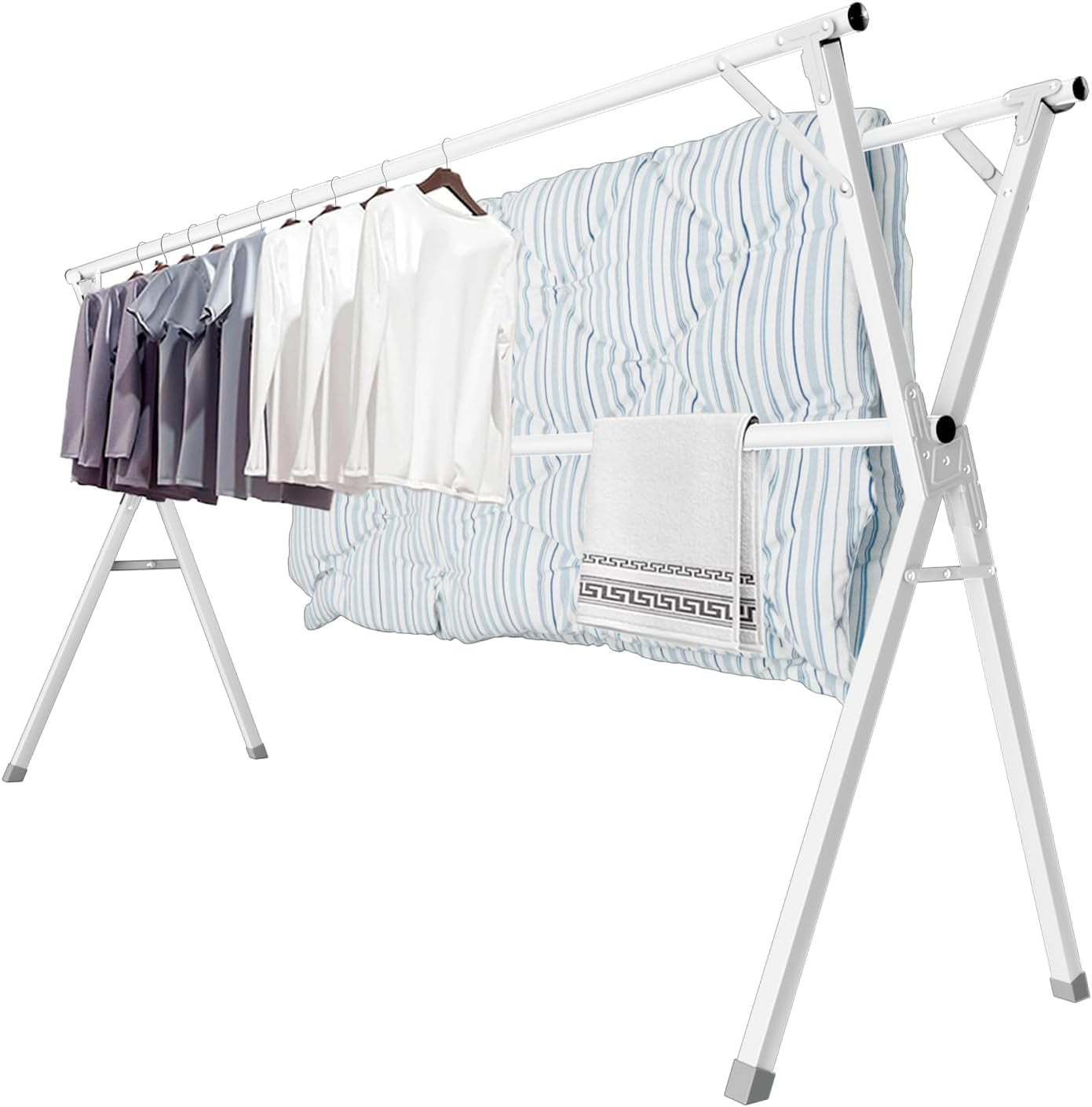 Steel Linen Rack 79 Inches Clothes Drying Rack, Drying Rack Clothing Folding Indoor ...