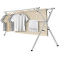 thumbnail image 1 of 79 Inches Clothes Drying Rack, Laundry Drying Rack Clothing Foldable & Collapsible Stainless Steel Heavy Duty Clothing Drying Rack with Windproof Hooks for Indoor Outdoor, 1 of 7