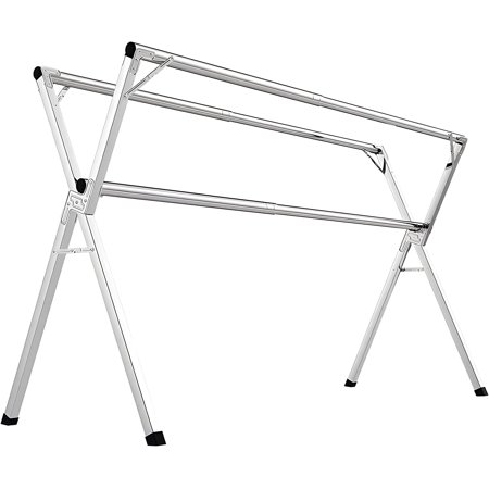 79 Inches Clothes Drying Rack, Stainless Steel Garment Rack Adjustable and Foldable Space Saving Laundry Drying Rack for Indoor Outdoor with 20 Windproof Hooks
