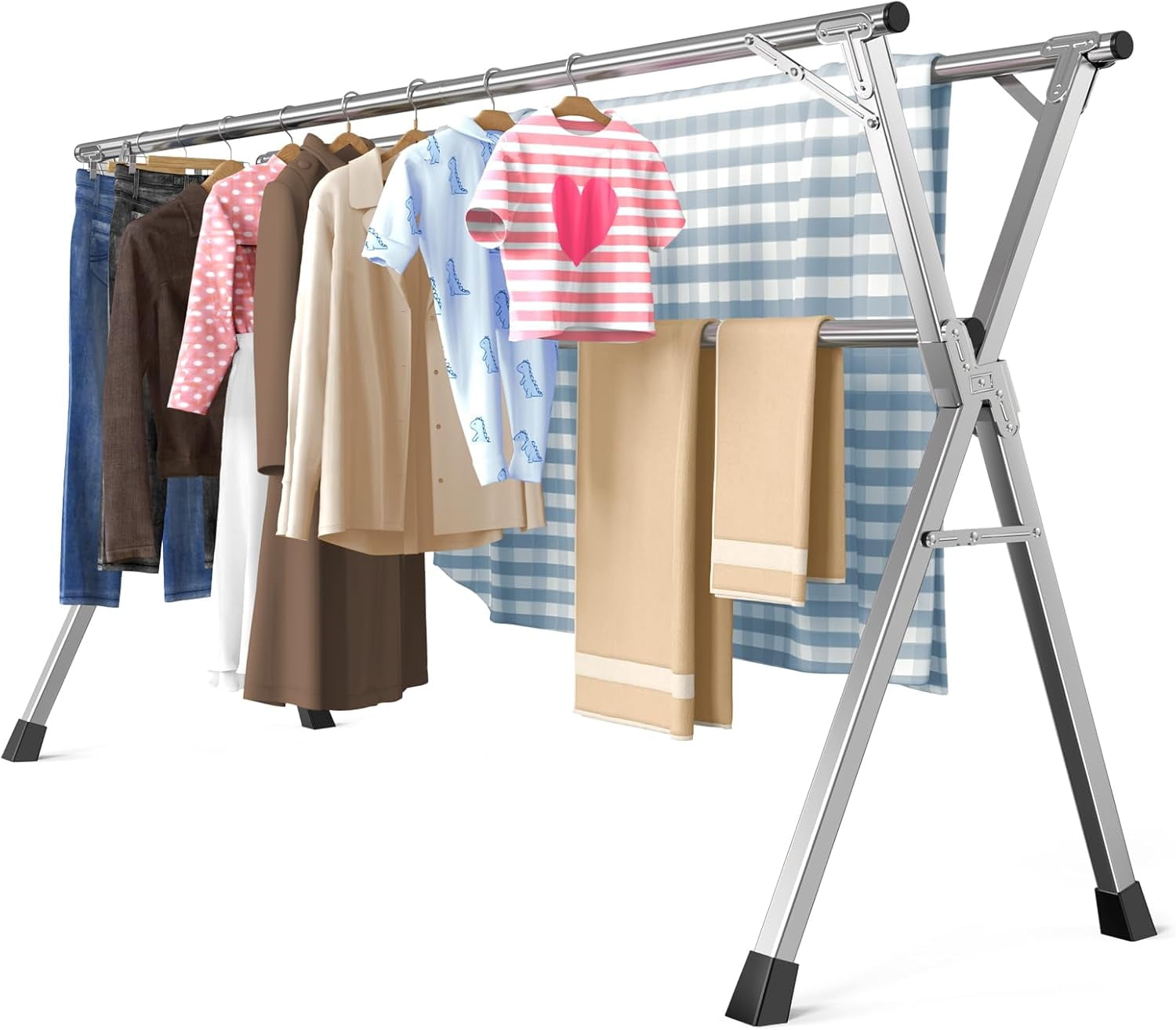 79 Inches Heavy-Duty Stainless Steel Folding Clothes Drying Rack ...