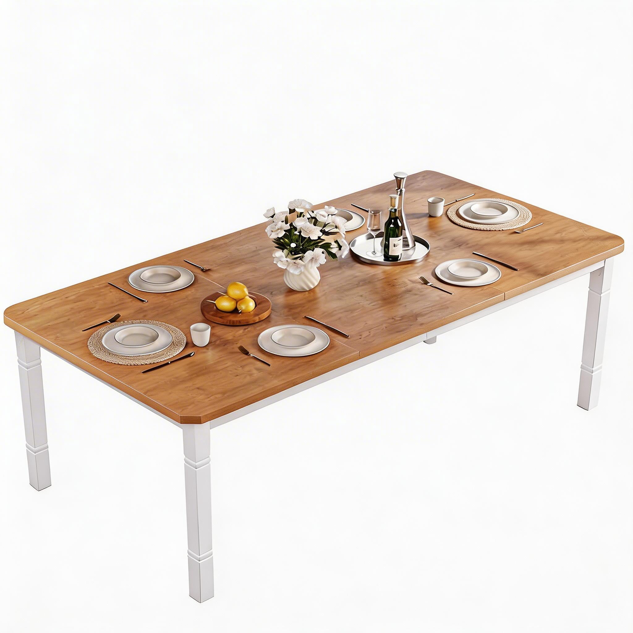 79" Industrial Dining Table for 8 People, Rectangular Kitchen Table ...