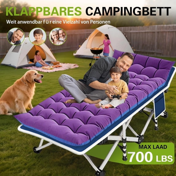 79" L x 32" W x 18" H Oversize XXL Camping Cot with Comfortable Mattress for Adults Extra Wide Cots for Sleeping Folding Cot Camping Bed Heavy Duty with Carry Bag for Home Office Outdoor