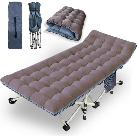 79" L x 32" W x 18" H Oversize XXL Camping Cot with Mattress Comfortable for Adults Extra Wide Cots for Sleeping Camping Bed Folding Cot Heavy Duty with Carry Bag for Home Office Outdoor Indoor