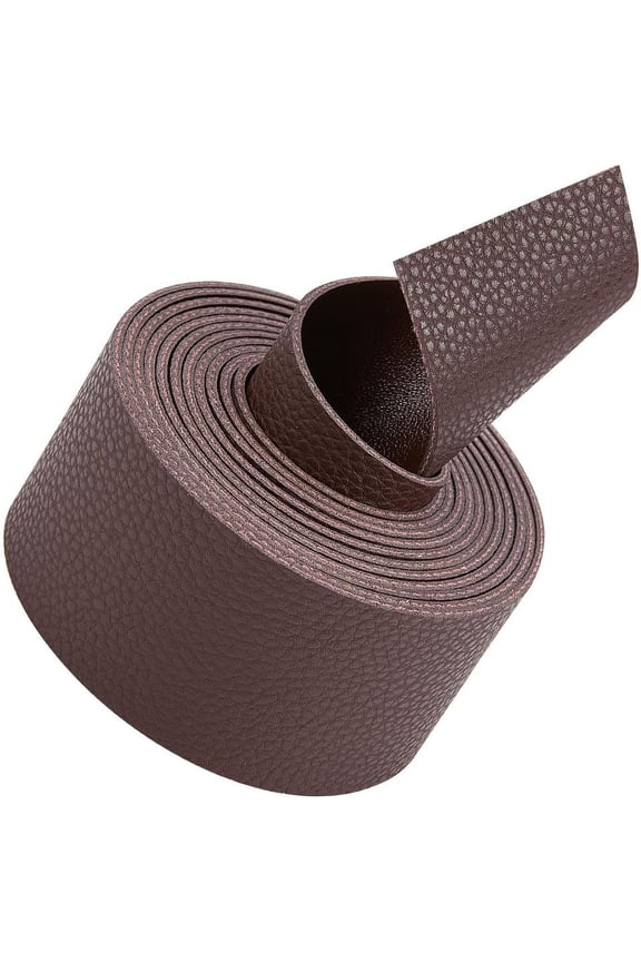 79" Long Dark Brown Lychee Pattern Leather Strap Glossy Double Sided Leather Strips 1.5" Wide Soft Leather Roll Supplies Traction Ropes Belts Wrapping Keychains DIY Craft Brown Imitation Leather